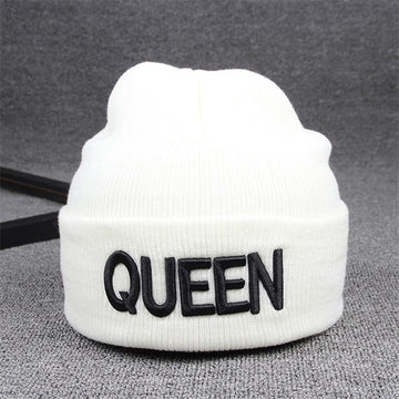 Beanies KING QUEEN Letter Embroidery Warm Hat Knitted Cap Hip Hop Men Women Lovers Street Dance Bonnet Skullies Black White daiiibabyyy